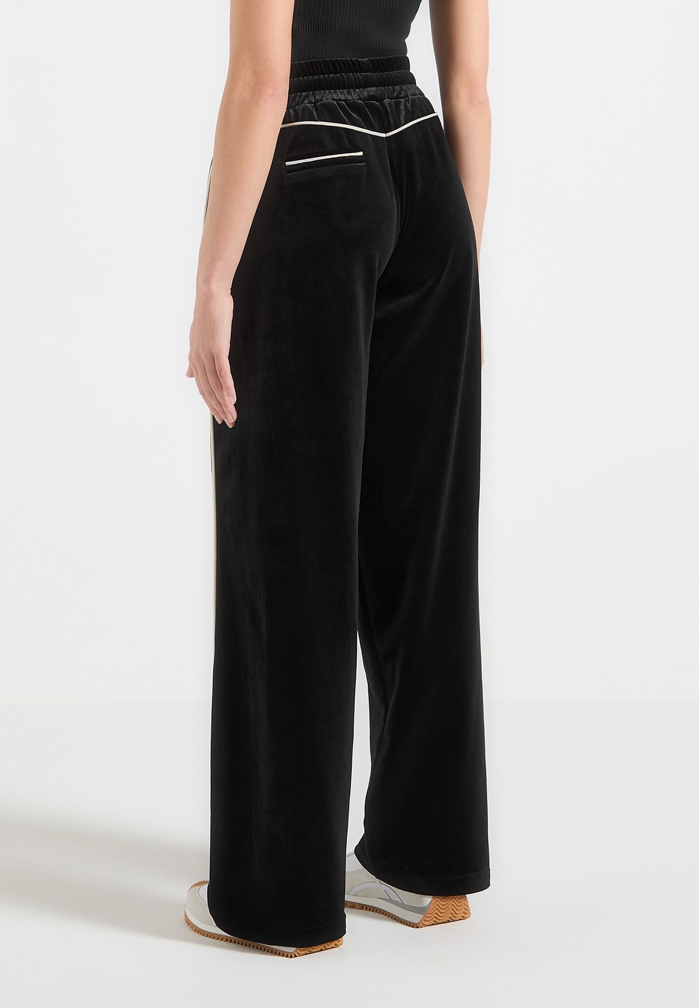 Eiffel Velour Straight Leg Joggers - Black