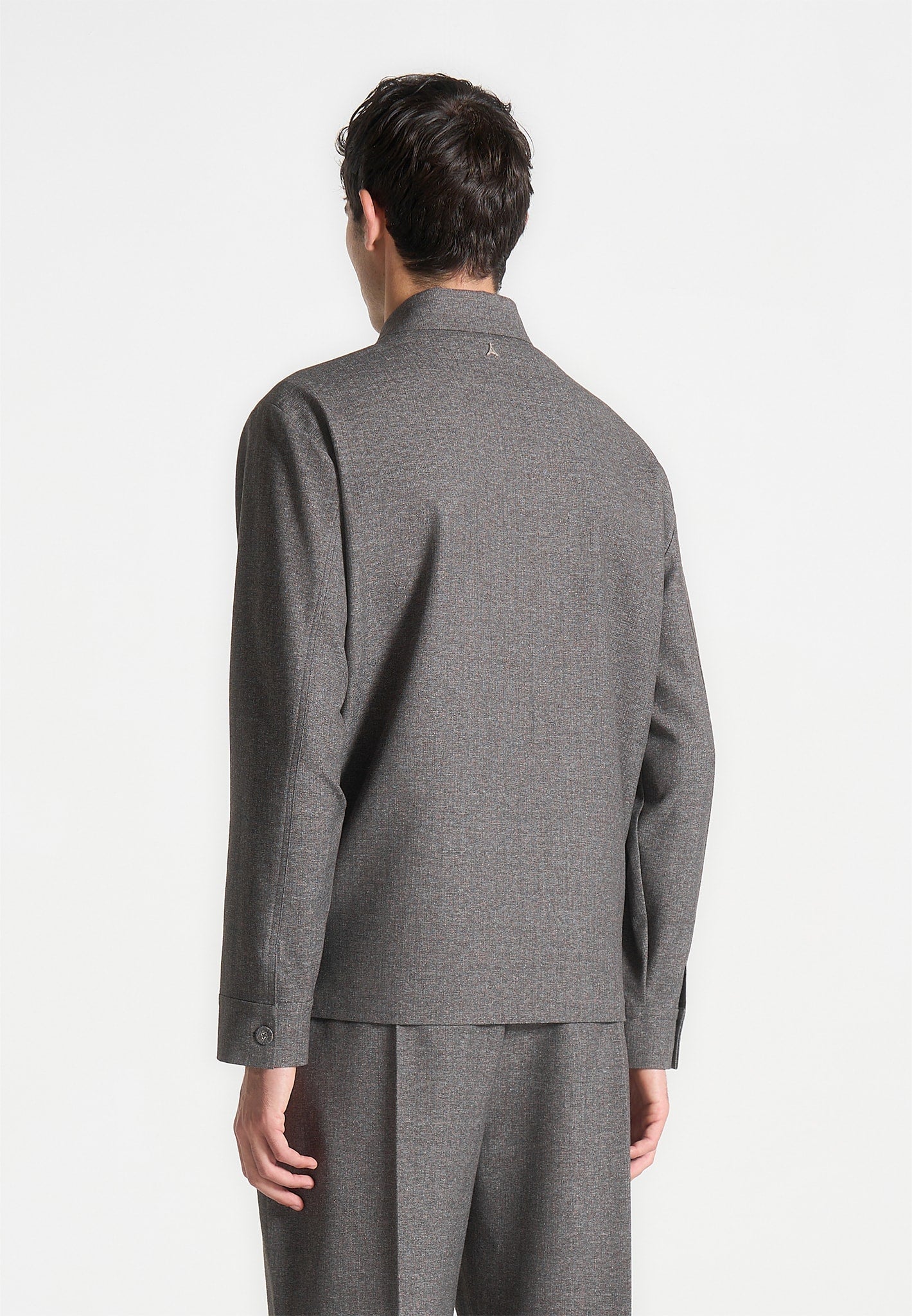 Textured Tailored Overshirt - Grey