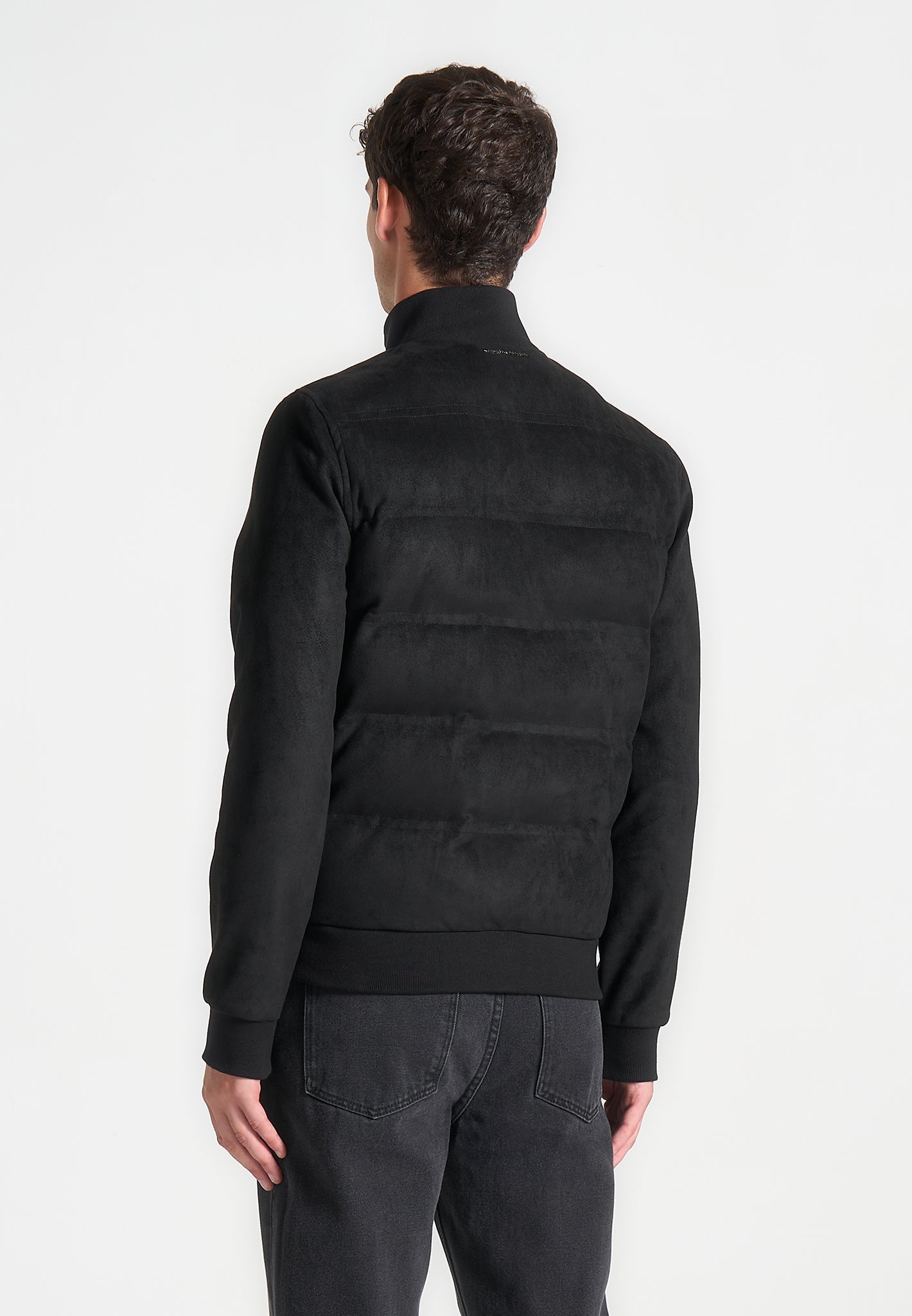 Suede Padded Jacket - Black