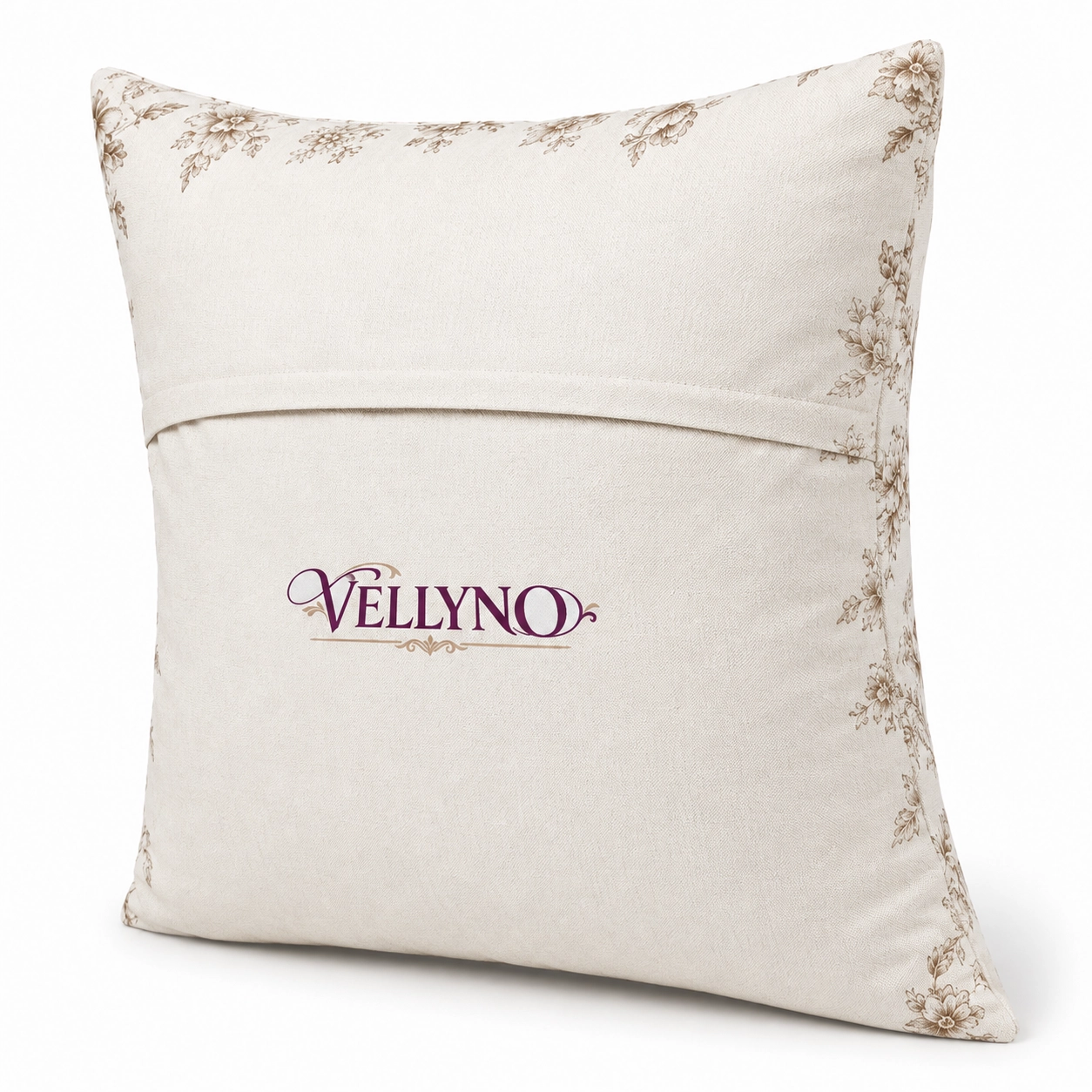 Vellyno | Brown Floral Linen Pillow Covers Set of 2 - Image 6