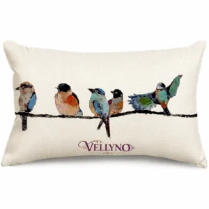 Vellyno | Teal Bird Lumbar Pillow Cover